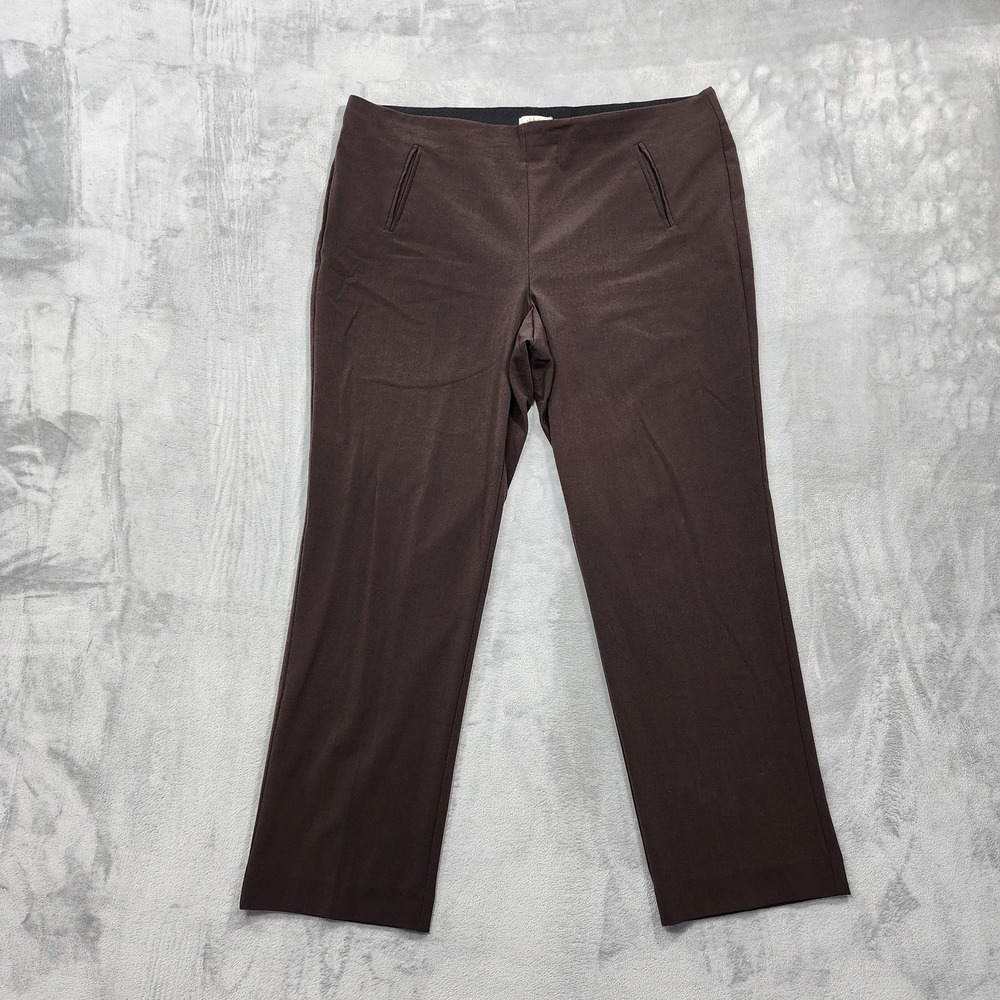 Style&Co Pants Womens 18S SHORT Brown Straight Leg Pull On Stretch Office Preppy